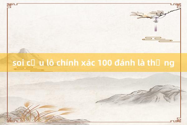 soi cầu lô chính xác 100 đánh là thắng