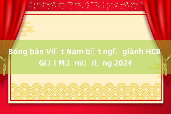 Bóng bàn Việt Nam bất ngờ giành HCB Giải Mỹ mở rộng 2024