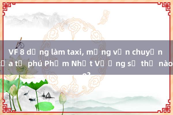 VF 8 dừng làm taxi， mảng vận chuyển của tỷ phú Phạm Nhật Vượng sẽ thế nào?