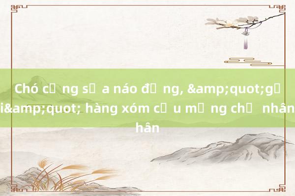 Chó cưng sủa náo động， &quot;gọi&quot; hàng xóm cứu mạng chủ nhân